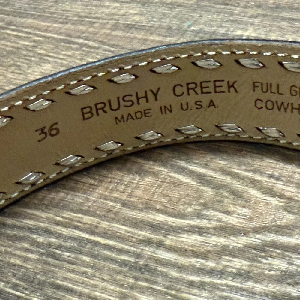 Brushy Creek M (36) NWT (partial) Cowhide vintage western Belt with Silver studs - Picture 9 of 14